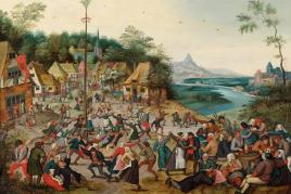 Pieter Brueghel the Younger (1564/5 - 1637/8). St Georges kermis with the dance around the maypole. Signed and dated lower left: P BREVGHEL 1627 Panel: 54.6 x 75.7 cm   Richard Green