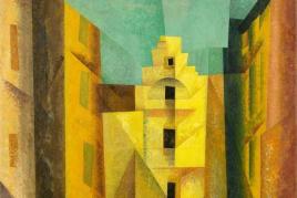 Lyonel Feininger (1871 – New York – 1956) „Gelbe Gasse“ (auch „Gasse I“, „Yellow Lane“). 1932 Öl auf Leinwand. 100 × 80 cm ( 39 ⅜ × 31 ½ in.).  Schätzpreis:	1.000.000 - 1.500.000 EUR Zuschlagspreis:	3.000.000 EUR