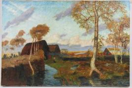 Modersohn, Otto (Soest 1865 - 1943 Worpswede)  Gemälde "Sturm im Teufelsmoor", Öl auf Leinwand, unten rechts signiert "O.Modersohn" Mindestpreis: