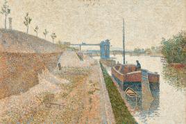 Paul Signac  (1863–1935) Quai de Clichy 1887 Öl auf Leinwand 46 × 65,5 cm www.lostart.de/DE/Fund/532975  Legat Cornelius Gurlitt 2014, Provenienz bislang nicht aufklärbar Foto: Mick Vincenz © Kunst- und Ausstellungshalle der Bundesrepublik Deutschland GmbH