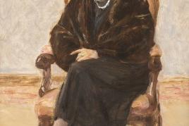 MAX LIEBERMANN (1847 Berlin - 1935 ebenda), Bildnis Lola Leder im Pelzmantel, sitzend (1922), Öl auf Holz. 55 x 40 cm