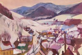 Lot 308, Josef Dobrowsky, Winterlandschaft, 1941, Mischtechnik auf Papier Rufpreis: € 1.500,-