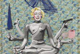 Elke Silvia Krystufek, Another Buddha (1995), Acryl auf Stoff, 140 x 140 cm