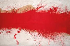 Hermann Nitsch, Schüttbild, 1986, Dispersion auf Jute, 200 x 301 cm, Schätzwert € 100.000 – 200.000, Auktion Zeitgenössische Kunst, 24. Mai 2023