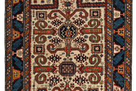 Early White Ground Perepedil Prayer Rug in Original Condition 131 x 104 cm (4' 4" x 3' 5") Caucasus, mid 19th century