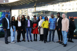 "#wehaveadream" wurde von den Beteiligten eröffnet: Godswill Eyawo, Djenabou Fontaine, Elisabeth Fiedler, Pauline Riesel- Soumaré, Magdaline Okumu-Hartwig, Peninah Lesorogol, Maryam Mohammadi, Anita Asante, Samson Ogiamien, Fred Owuso, Joachim Hainzl, v.l., Foto: Universalmuseum Joanneum/J.J. Kuc