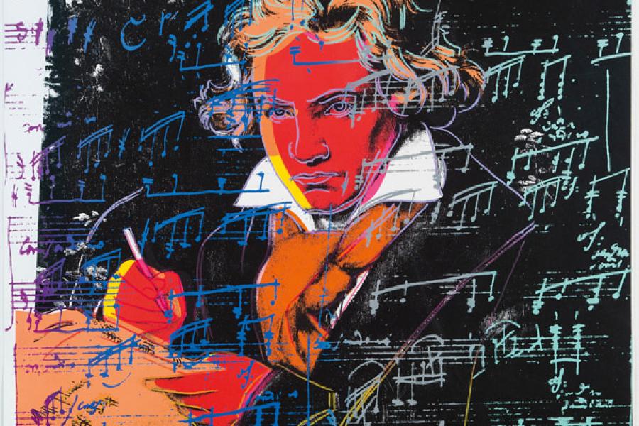 Andy Warhol* (Pittsburgh 1928 - 1987 New York)  Beethoven Siebdruck auf Papier 101,6 x 101,6 cm 1987 TP 67/72 bei diesem Objekt fällt Folgerecht an Kein anderer Künstler wird mit Pop Art so sehr identifiziert wie Andy Warhol. Die Medien nannten ihn den Prinzen des Pop. Andy Warhol stieg von einer Arbeiterfamilie aus Pittsburgh zur amerikanischen Legende auf.