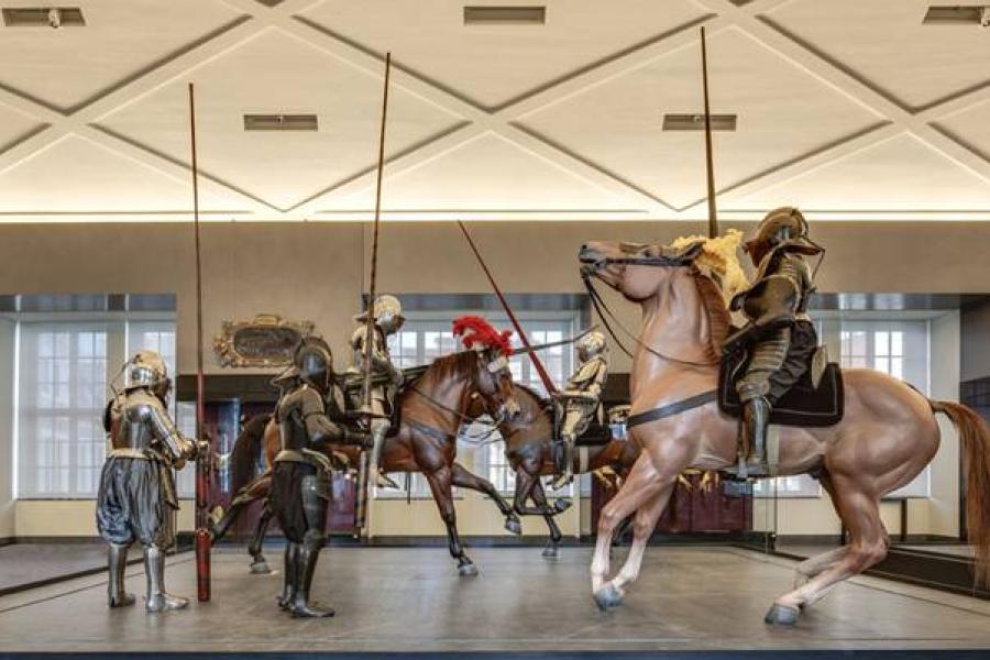 Turnierszene aus dem neuen Riesensaal: das „Pallienstechen“  © Rüstkammer, Staatliche Kunstsammlungen Dresden, Foto: David Brandt