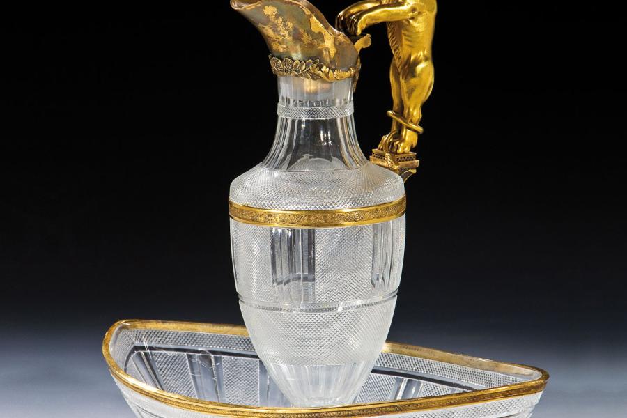 36 - Bedeutende Karaffe und Becken  St. Petersburg, Kaiserliche Glasfabrik, um 1810 Katalogpreis: 7.000 - 8.000 €