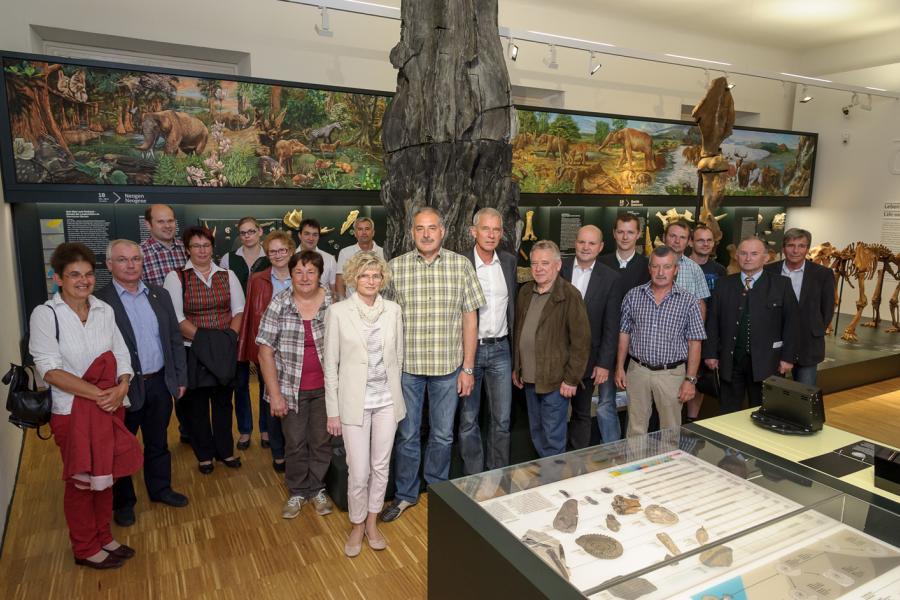 Das Projektteam vor der Wasserfichte im Naturkundemuseum, Foto: UMJ / N. Lackner