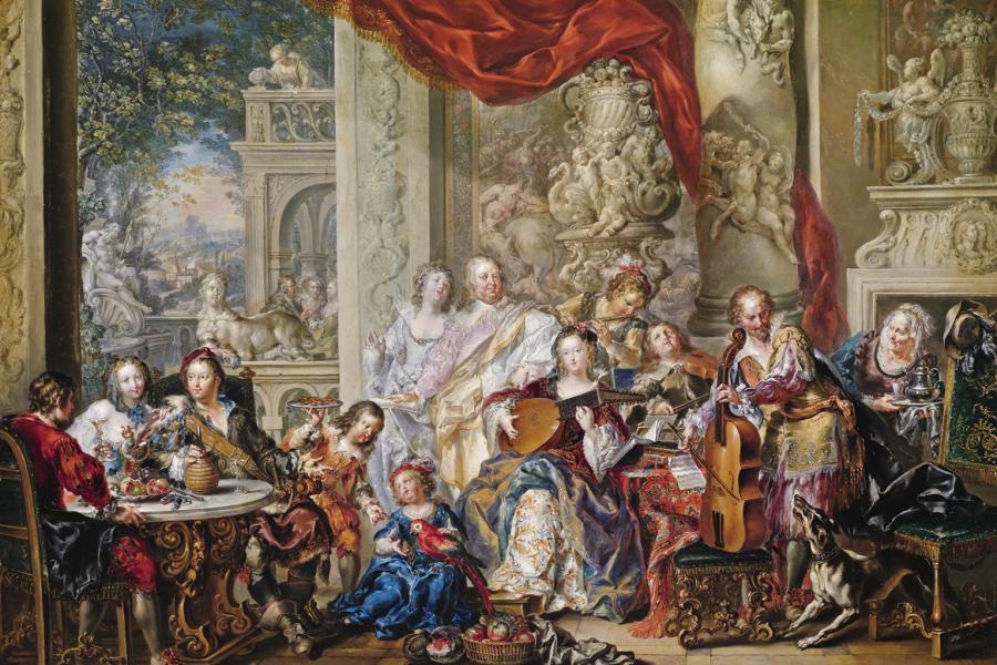 Johann Georg Platzer (1704 - 1761) Konzert im Palast, Öl/Kupfer, 65,3 x 92,4 cm Schätzwert € 120.000 - 150.000 Auktion 15. Oktober 2013