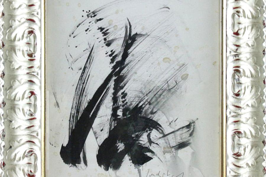 Katalog-Nr. 128 Kurt Rudolf H. Sonderborg (1923 - 2008) - schwarze Tusche auf Papier, "Ohne Titel"   • Kategorie: Gemälde   • Limit: 2.500,00 EUR