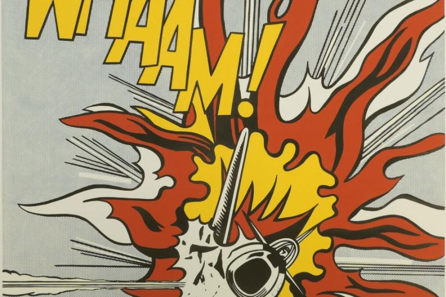 870  Roy Lichtenstein, „WHAAM!“, Diptychon, zwei Fotolithografien (1963), Poster-Edition The Tate Gallery London von 1984, signiert, o. Rahmen Roy Lichtenstein, 1923 New York – 1997 ebd., Diptychon „WHAAM!“ 1.800 €