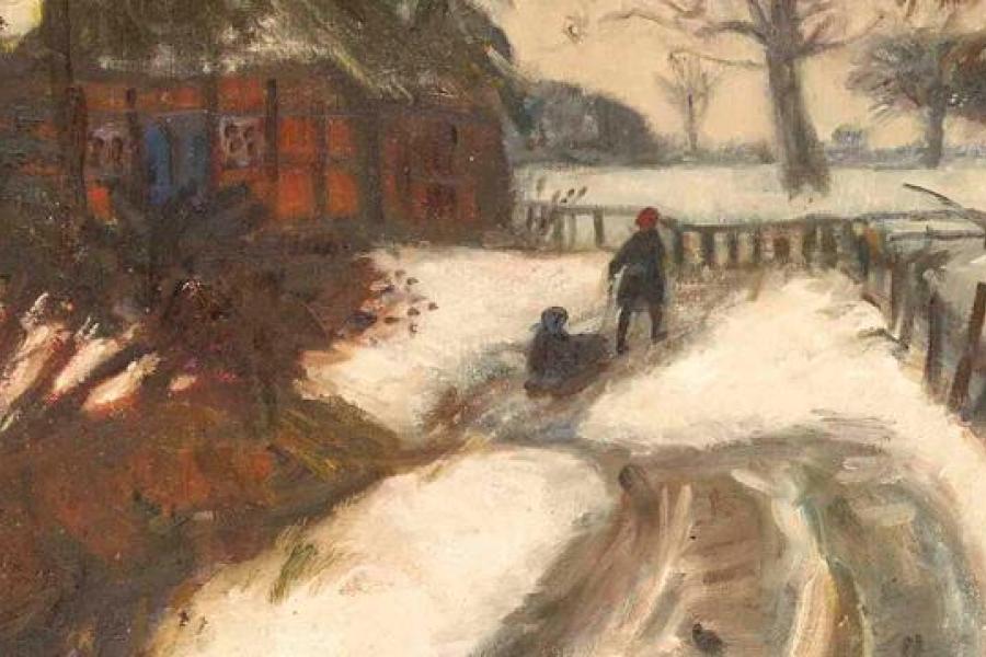 Winter im Dorf  Modersohn, Otto. 1865 Soest 1943 Rotenburg.