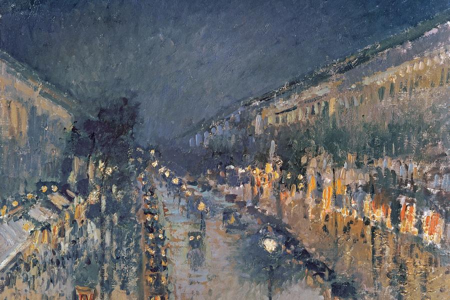 Camille Pissarro: Boulevard Mon t mart r e bei Nacht , ca. 1897 © National Gallery, London