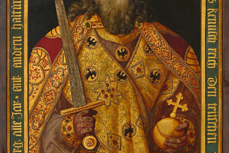 Idealbildnis Kaiser Karls des Großen (1.3 MB) Kopie nach Albrecht Dürer, um 1600 Öl auf Leinwand H. 209 cm, B. 119,5 cm Gemäldegalerie, Inv.-Nr. 2771 © KHM