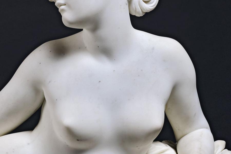 Pietro Tenerani, Amor, der Venus einen Dorn ziehend (Detail), 1839-1841, Carraramarmor, 98 x 159 x 67 cm, Staatsgalerie Stuttgart, Leihgabe der Staatlichen Schlösser und Gärten Baden-Württemberg seit 2009