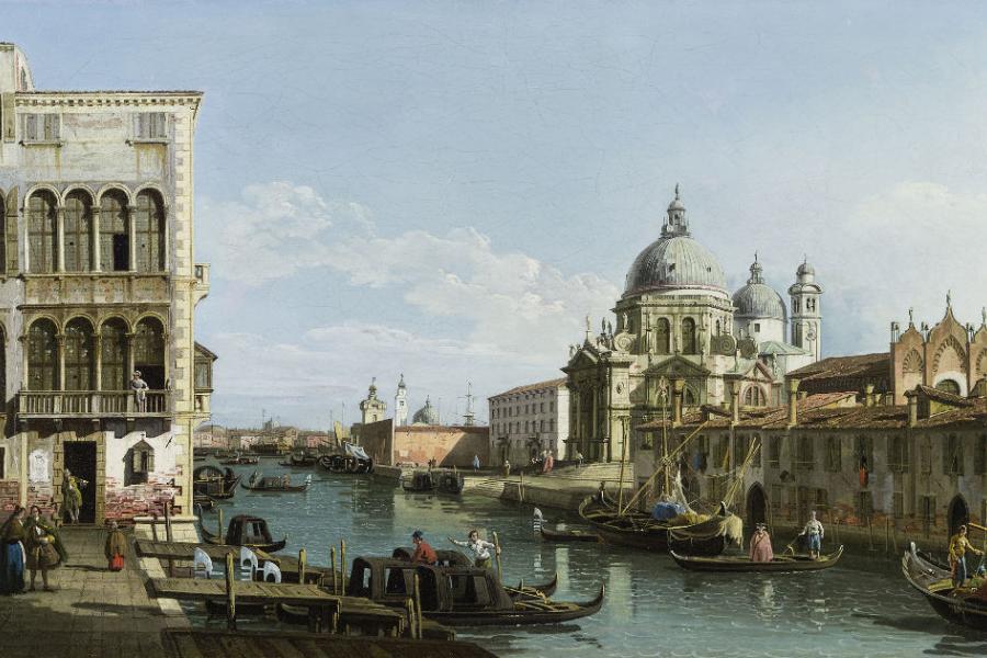 Bernardo Bellotto (1720-1780) Umkreis, Venedig mit Sta. Maria della Salute, Öl auf Leinwand, 63,5 x 98,5 cm, verkauft um € 530.000