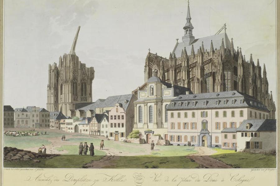 Ansicht des Domplatzes zu Köln (1789 erstmals gedruckt, nach einem Aquarell von 1792 gestochen)