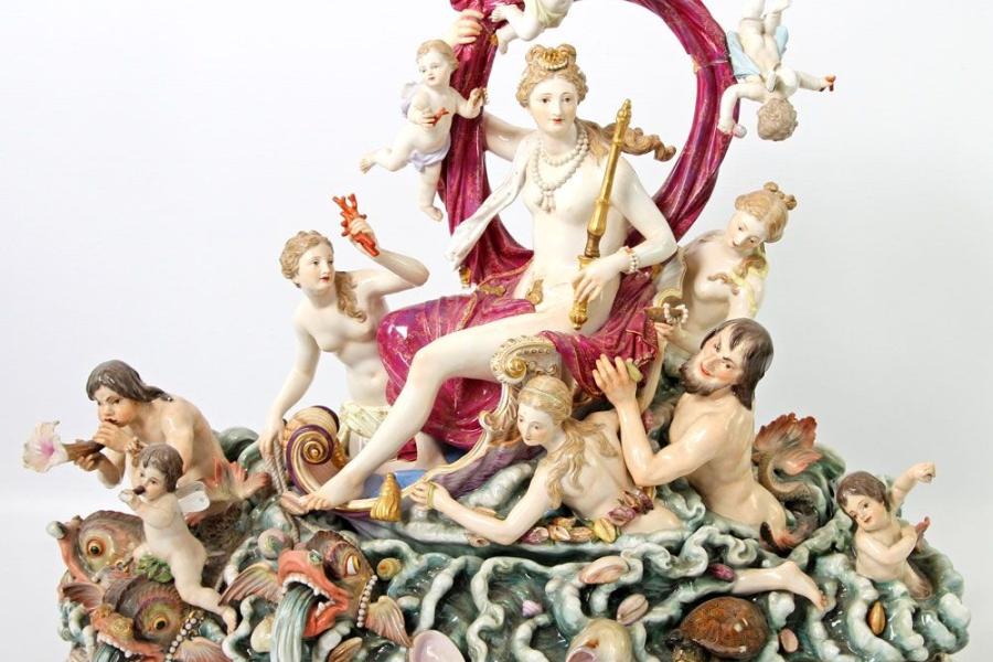 MEISSEN, Ende 19. Jh., I. Wahl  Prachtvolle und seltene Figurengruppe "Triumph der Galatea"...     Aufrufnummer: 667 Aufrufpreis: 3.000 Euro