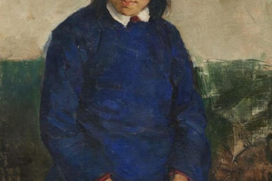 Wenxin Zhang Sitzende junge Frau mit blauer Jacke 1956 Ölgemälde 47 x 38cm Ergebnis: 11.520 Euro