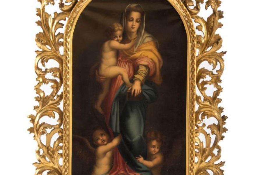 talienischer Meistert des 17./18. Jhs. Altarflügel. " Madonna mit dem Jesusknaben " Schätzpreis:	1.200 €