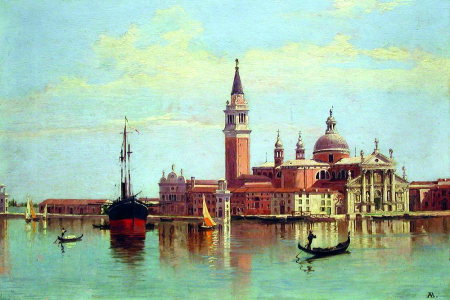 Bildbeschreibung:  Antonietta Brandeis ( 1849 - 1910) „Venedig – San Giorgio“ Öl auf Holz monogrammiert 24 x 34 cm  Zur Verfügung gestellt von: Galerie Szaal