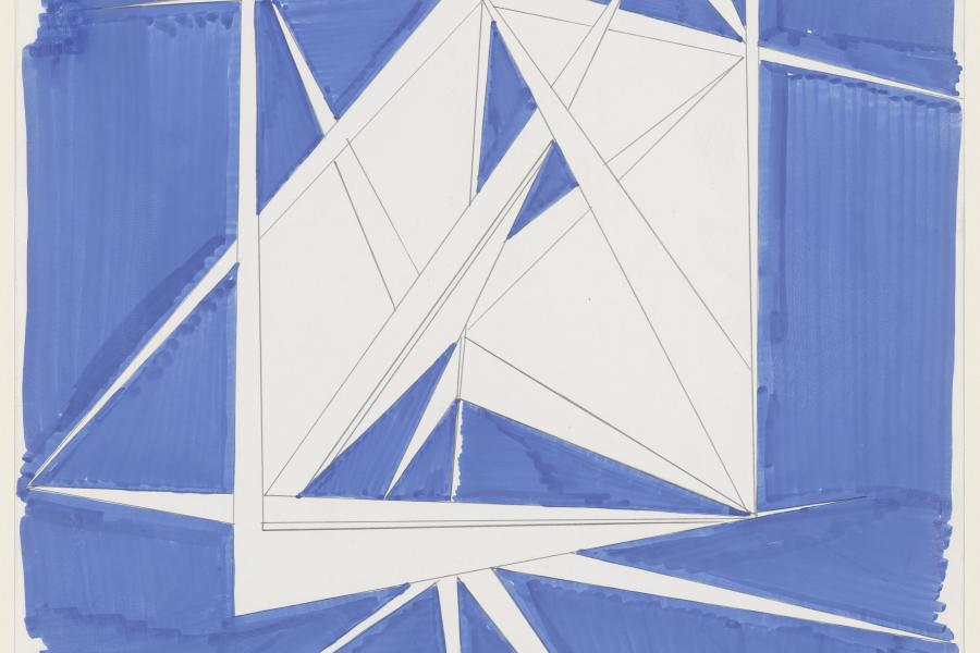 Thomas Scheibitz, Ohne Titel, 2000, Graphit und blauer Filzstift auf Papier, 298 x 208 mm, Staatliche Graphische Sammlung München, Erworben durch PIN. Freunde der Pinakothek der Moderne e.V. 2005  Foto: Staatliche Graphische Sammlung München © VG Bild-Kunst, Bonn 2015