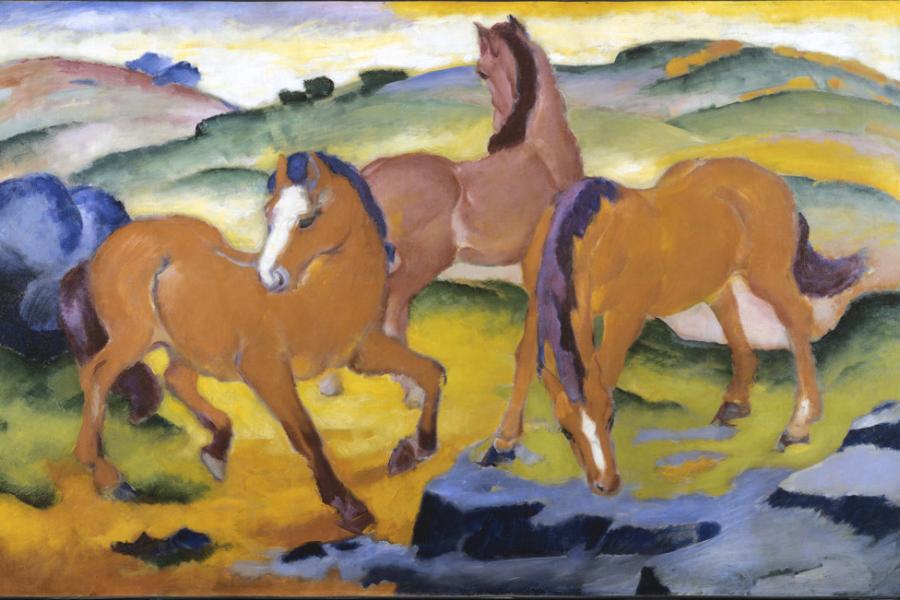 Franz Marc, Weidende Pferde, 1911 Öl auf Leinwand, 121 x 188 cm, Harvard Art Museum / Busch-Reisinger-Museum, Cambridge, USA, Vermächtnis in Erinnerung an Paul E. und Gabriele B. Geier © President and Fellows of Harvard College