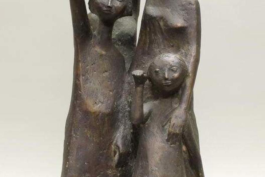 Bronzegruppe, "Winkende Mädchen", bezeichnet M. Welzel (ligiert) 1964, Mindestpreis:	1.600 EUR