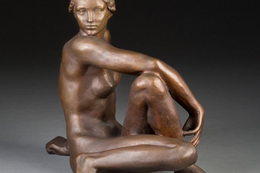 FRITZ KLIMSCH, Kleine Schauende, Bronze, H. 32,5 cm. Limit 2.200,- €.