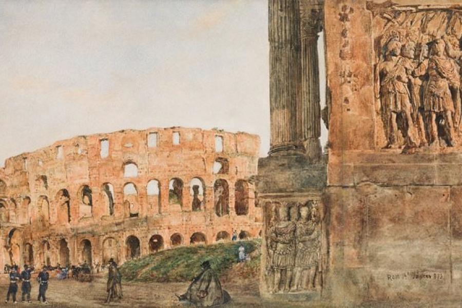 Rudolf von Alt Blick auf das Kolosseum in Rom vom Konstantinsbogen, 1873 Aquarell auf Papier; 34 × 66,5 cm, Schätzpreis:	50.000 - 100.000 EUR