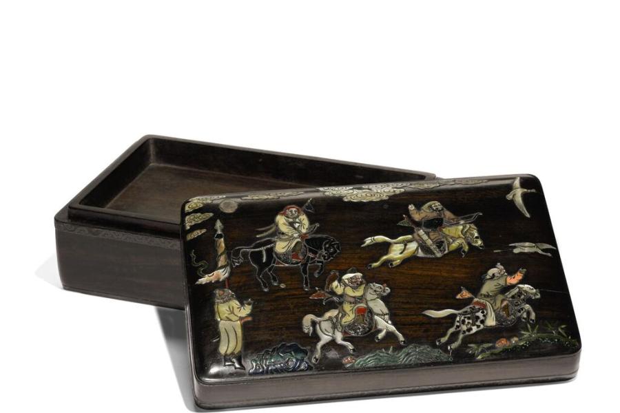 Lot 302 Inlaid Zitan Box and Cover