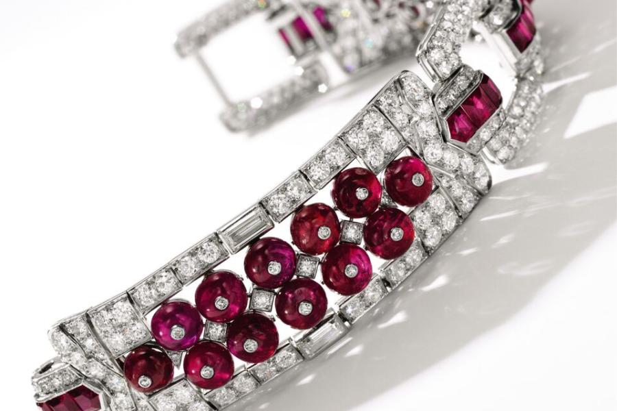 Lot 461 - Ruby and diamond bracelet, Cartier, circa 1920