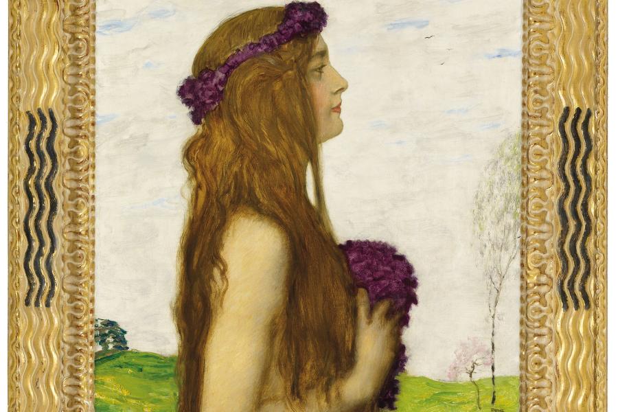 Franz von Stuck, Frühling, um 1912 Privatbesitz, Foto: © Privatarchiv Öl auf Holz; Originalrahmen 62 x 58 cm