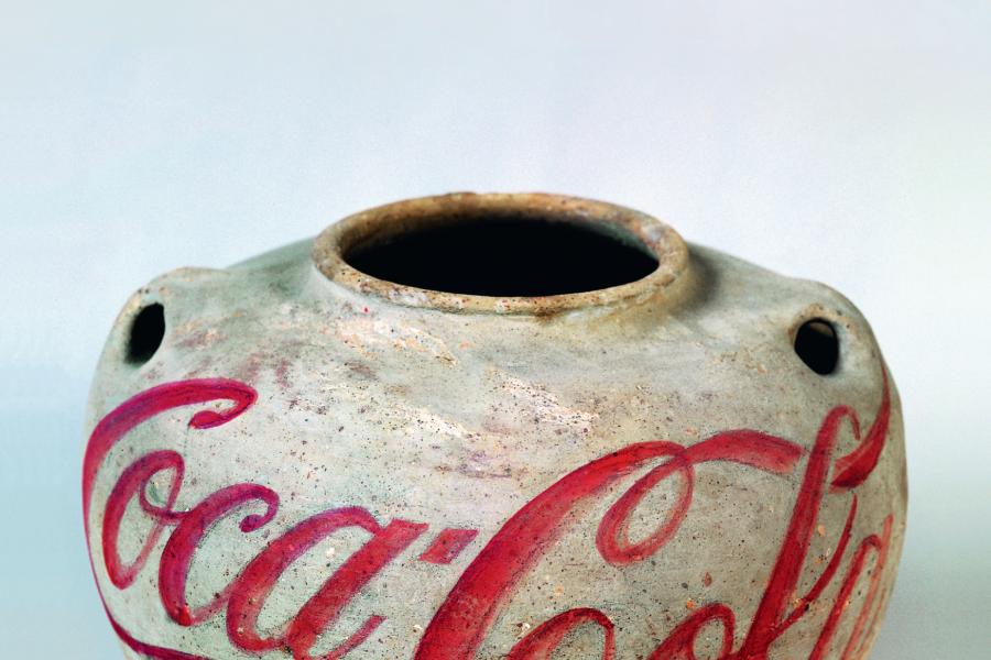 Ai Weiwei, Han Dynasty Urn with Coca-Cola Logo, 1994, urn from Western Han dynasty (206 BC - 24 AD) and paint, Photo: Studio Ai Weiwei, © Ai Weiwei. M Sigg Collection, Hong Kong. By donation.