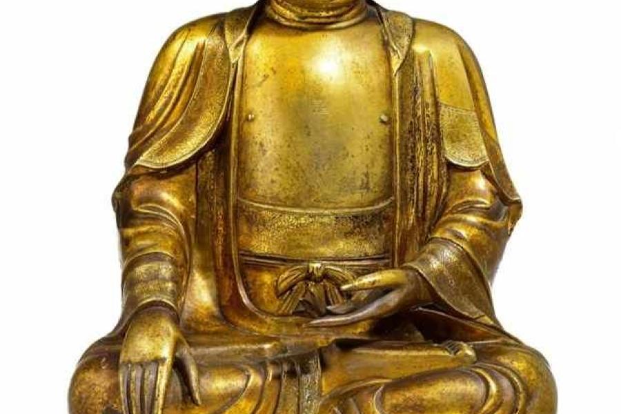 Buddha Shakyamuni. Bronze, feuervergoldet. Ming-Zeit Schätzpreis:	30.000 - 40.000 EUR