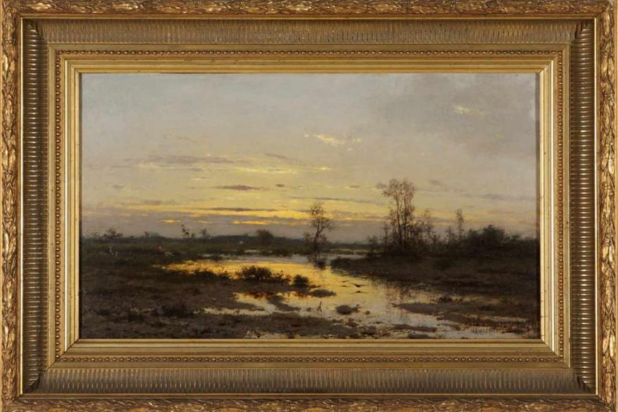 Zygmunt Sidorowicz, r.u.sig. undeutlich ortsbez., Lemberg 1846 - 1881 Wien, 'Abend im Moor', Öl/Lwd., Mindestpreis:	800 EUR