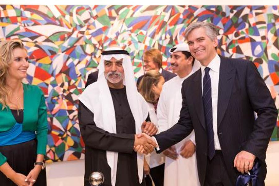 Katia Nounou, Head of Sotheby’s Dubai Office, H.H Sheikh Nahyan Mabarak Nayhan, Minister of Culture & Knowledge Development and Tad Smith, Sotheby’s President and CEO (L-R)