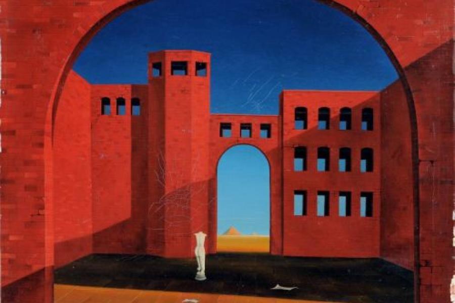 093   Manfred Kastner (Beerkast), Stadtlandschaft (Hommage à Giorgio de Chirico). 1971. 1.800 € Zuschlag		4800 €