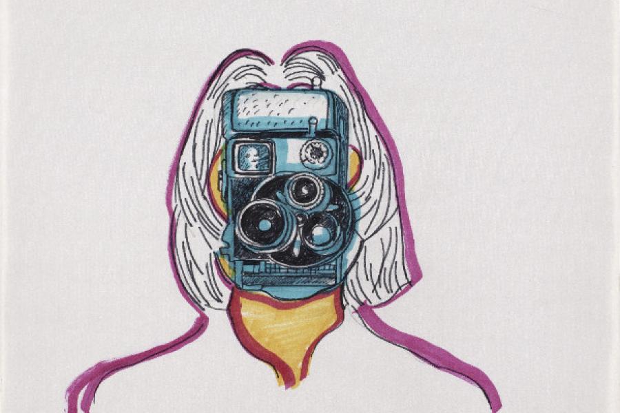 Maria Lassnig, Selfportrait, 1971 (Zeichnung für Animationsfilm) © Maria Lassnig Stiftung I Foto: Roland Krauss