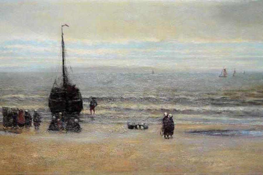 Hendrik Willem Mesdag, großes Seestück, Rückkehr eines Fischereischiffes bei Scheveningen, Ölgemälde um 1870, Aufrufpreis:	14.000 EUR Schätzpreis:	35.000 - 40.000 EUR