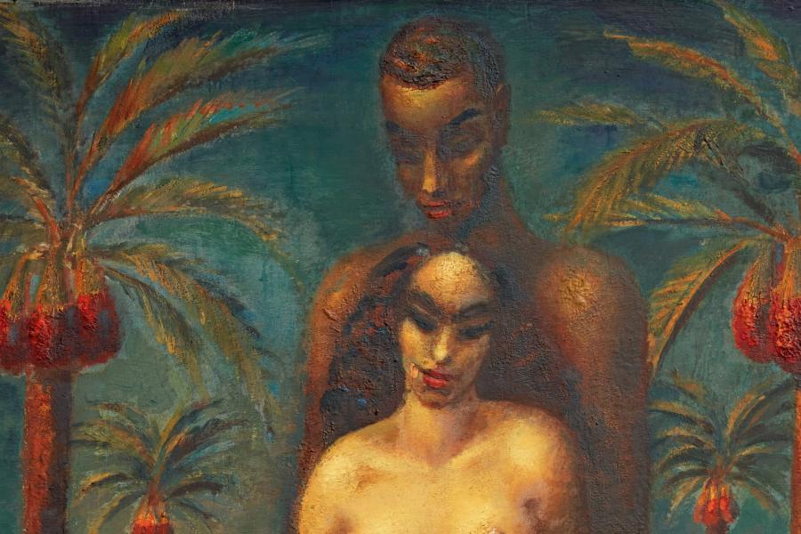 Mahmoud Saïd depicts the Quranic icons, Adam and Eve, estimate of £300,000-500,000.