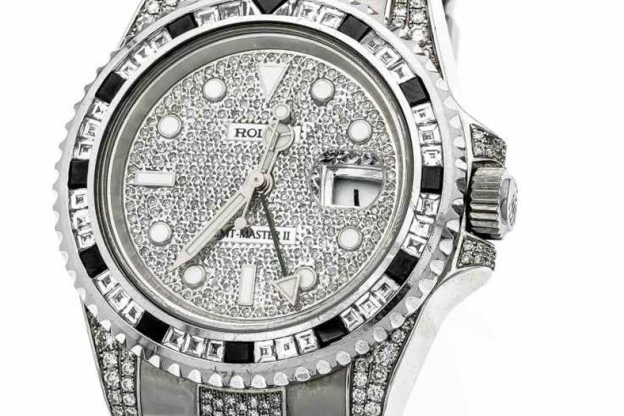 Rolex Herrenarmbanduhr Stahl GMT-Master 2, Automatik, mit Diamanten besetzt, Referenz-Nr. 116710LN, Serien-Nr. G242553 Mindestpreis:	18.500 EUR