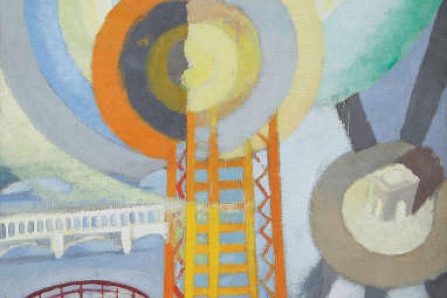 Robert Delaunay, La Tour Eiffel et l‘avion, 1925 Öl auf Leinwand, 155 x 95 cm Courtesy Galerie Le Minotaure, Paris