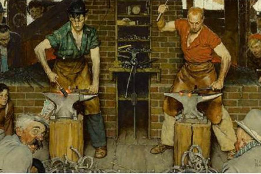 ￼Norman Rockwell Blacksmith’s Boy – Heel and Toe Estimate $7/10 Million Blacksmith’s Boy – Heel and Toe illustration © SEPS licensed by Curtis Licensing Indianapolis, IN. All rights reserved.