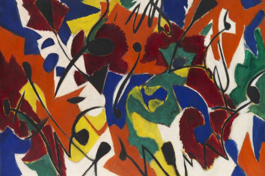 854 ERNST WILHELM NAY Purpurmelodie, 1951. Öl auf Leinwand Schätzung: € 200.000 Ergebnis: € 500.000