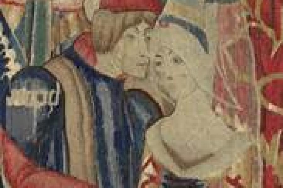 1460s tapestry fragment depicting The Marriage of Blancheflower, sold by Sam Fogg