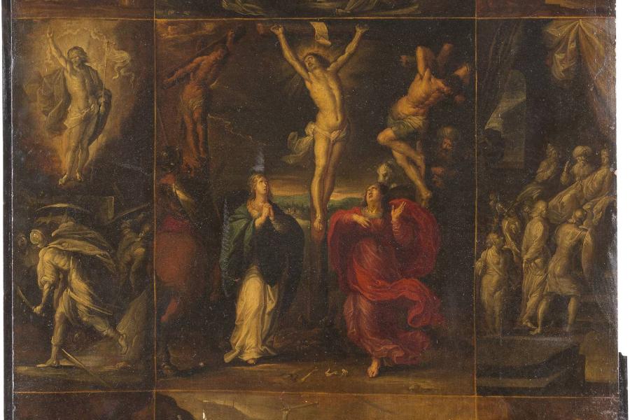 FRANS FRANCKEN DER JÜNGERE (1581 Antwerpen - 1642 Ebenda), PASSIONSWEG CHRISTI, Öl auf Holztafel. 73 cm x 59,5 cm. Limit: 2.800,- €