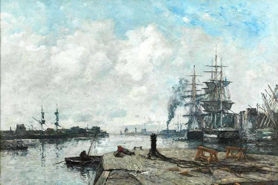 Eugène Boudin, 1824 Honfleur "" 1898 Deauville BOULOGNE-SUR-MER, LE PORT, 1891 "" 93 Öl auf Leinwand. 45 x 65 cm.  Schätzpreis:	150.000 - 230.000 EUR